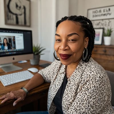 Woman teaching a Zoom workshop