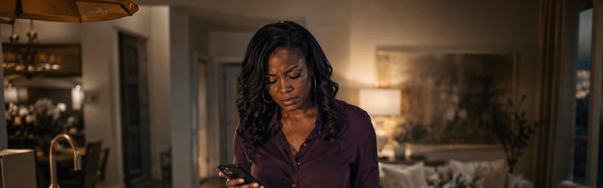 African American woman managing several responsibilities at home while looking mentally overwhelmed.