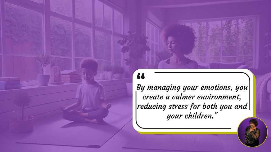 Effective Parenting During Divorce - Managing Emotions for a Calmer Environment African American mother and her young son meditating together to manage emotions and create a calmer environment during divorce.