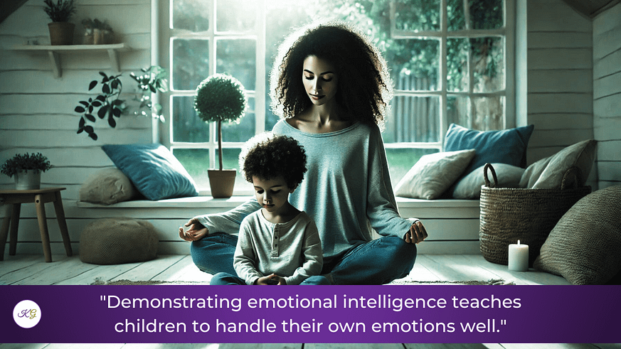 Effective parenting during divorce-child handle emotions well African American mother meditating with her young son to demonstrate emotional intelligence during divorce.
