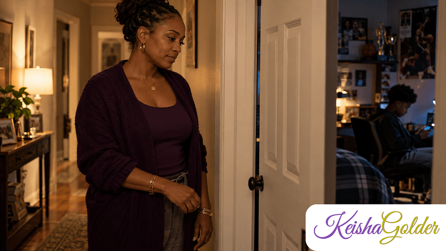 KG-Why Your Teen is Still Mad-1280x720 Mother pauses outside her teenage son's bedroom while deciding whether to give him more space.