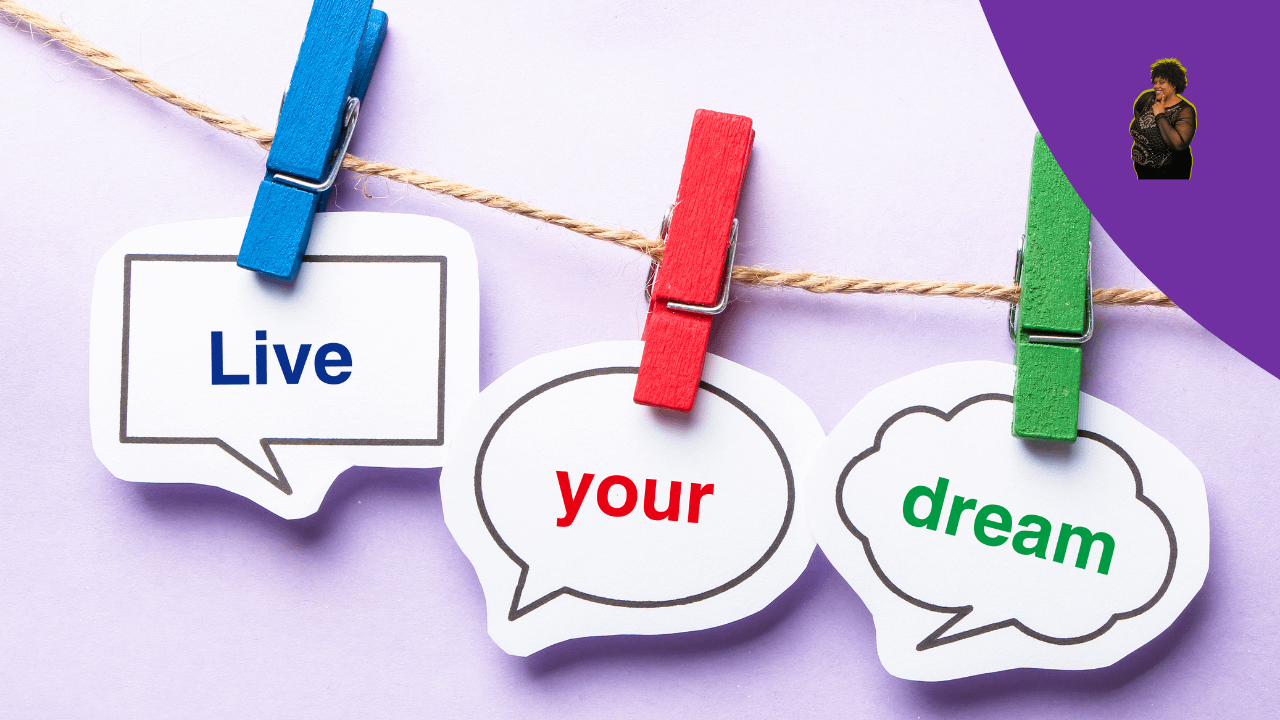 KG-KeishaGolder Intentional Living BPImage2-1280x720 Banner with live your dreams hanging from clothes pins