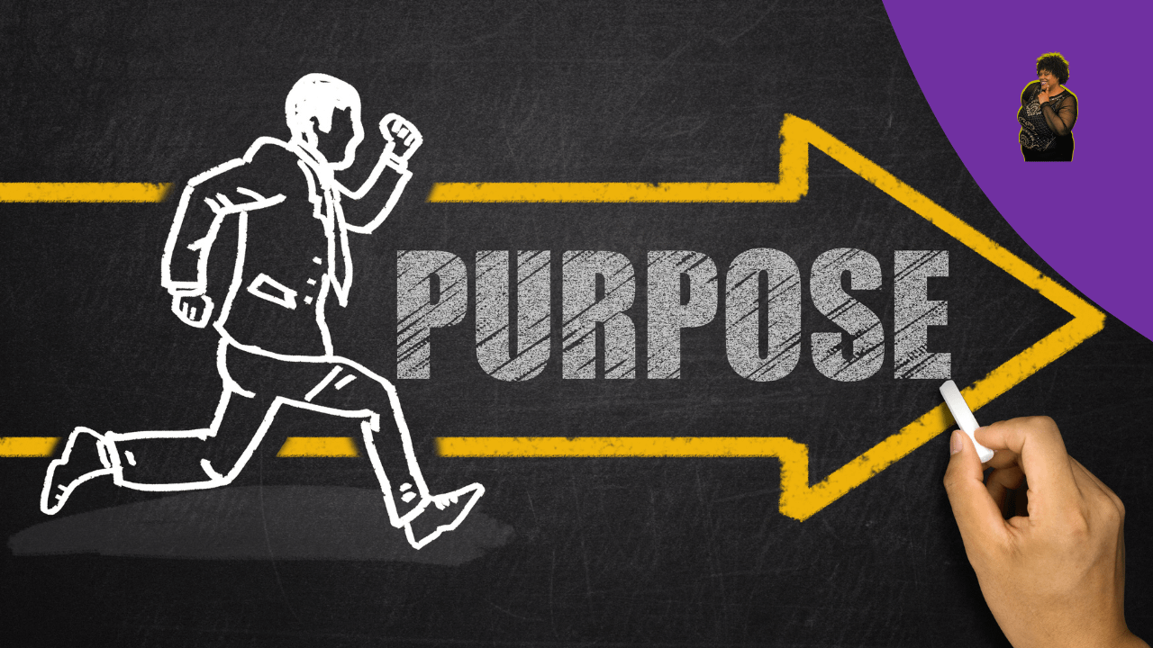 Chalk man running towards purpose 